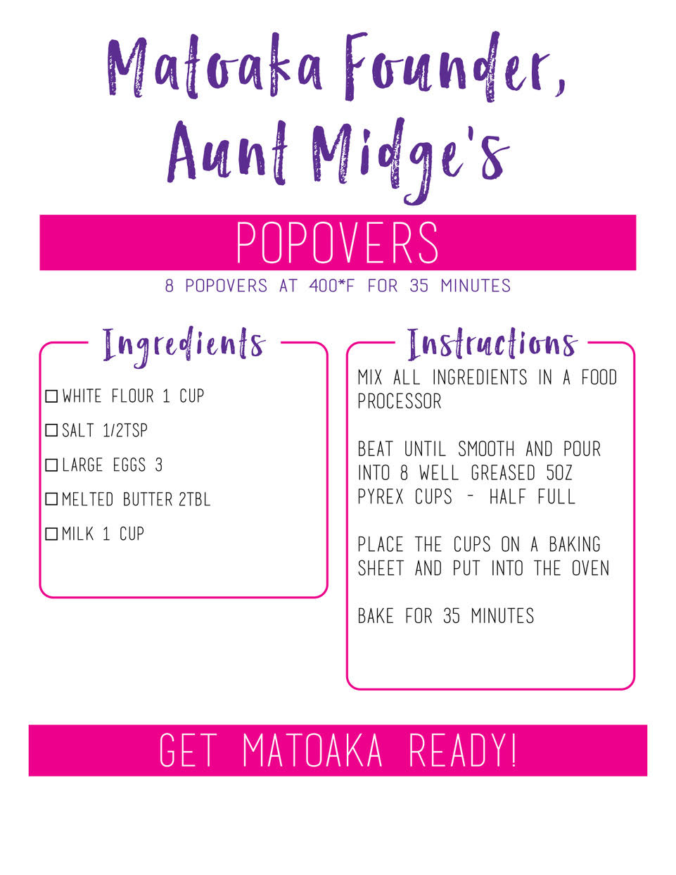 Matoaka Recipes Camp Matoaka